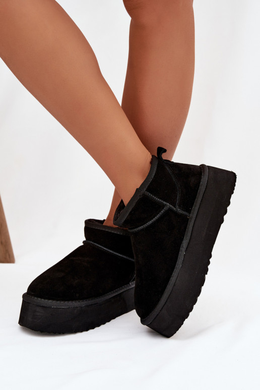Naiste talvesaapad kunstsuede mustad