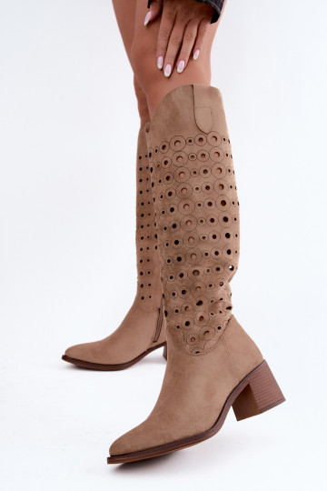 Knee-high saapad perforatsioonielementidega Kireya pruun 2
