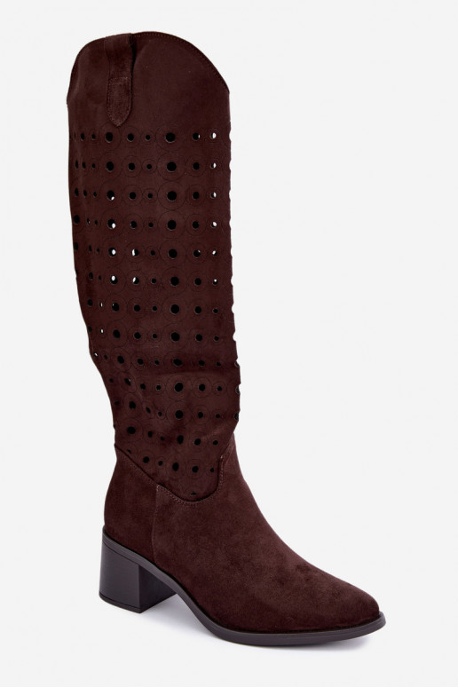 Knee-high saapad perforatsioonielementidega Kireya šokolaad
