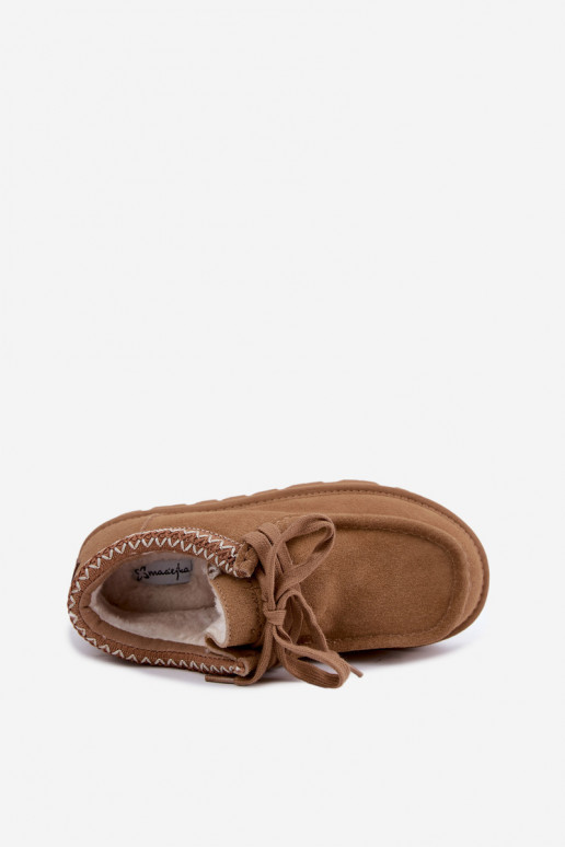 Tehisnahast lumesaapad tikandielementidega D7868-29 pruun