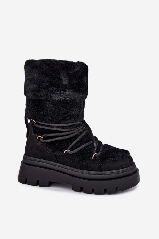 Mustad lumesaapad karvaga ja platvormiga Illyria