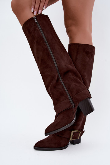 knee-high saapad kontsadega pruunis värvis Mirea 2
