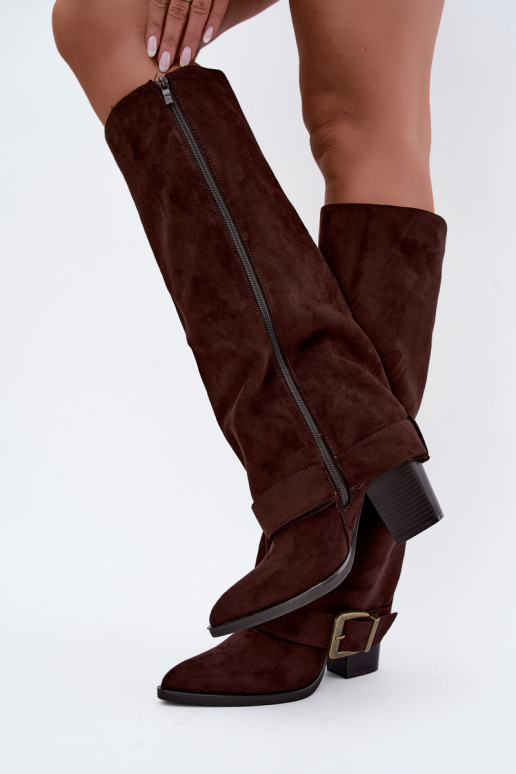 knee-high saapad kontsadega pruunis värvis Mirea
