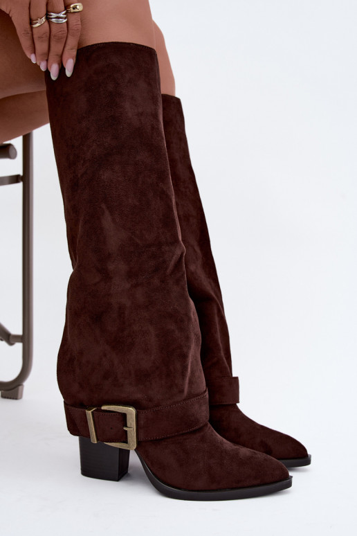 knee-high saapad kontsadega pruunis värvis Mirea