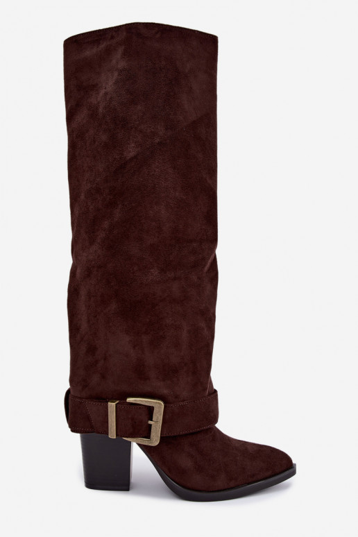 knee-high saapad kontsadega pruunis värvis Mirea