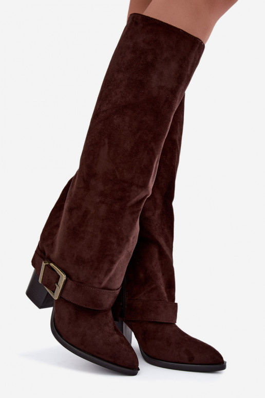 knee-high saapad kontsadega pruunis värvis Mirea