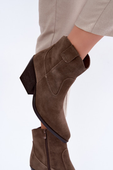 Khaki suede kauboi stiilis kontsad Tirabelle