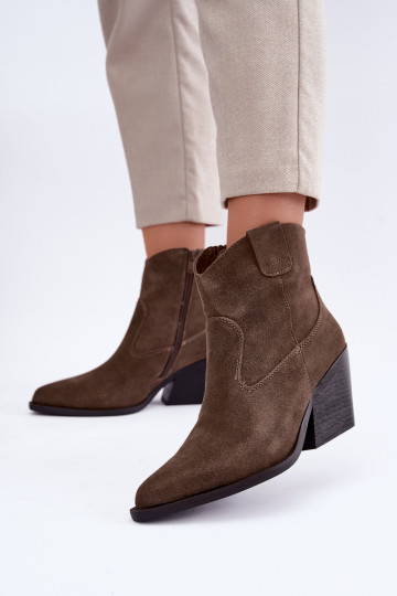 Khaki suede kauboi stiilis kontsad Tirabelle 2