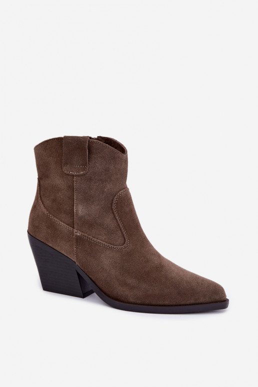 Khaki suede kauboi stiilis kontsad Tirabelle