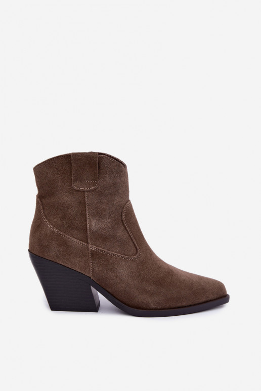 Khaki suede kauboi stiilis kontsad Tirabelle