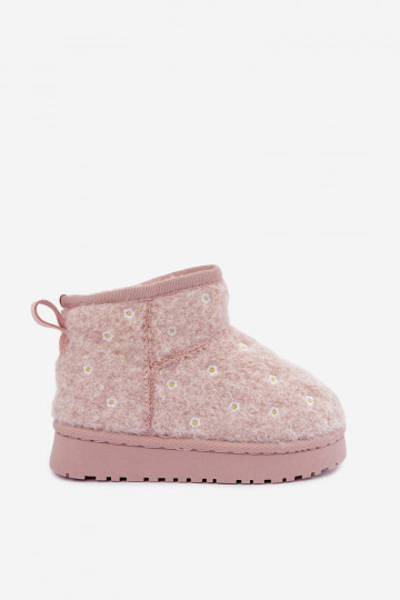 Roosa laste talvesaapad lillemotiividega Lunabelle 2