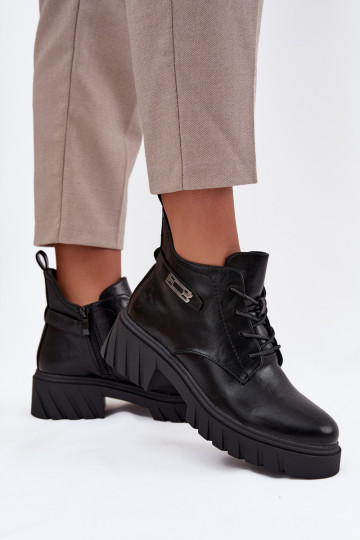 Madala soe naiste ankle boots kaunistatud kontsadega mustad Therisse