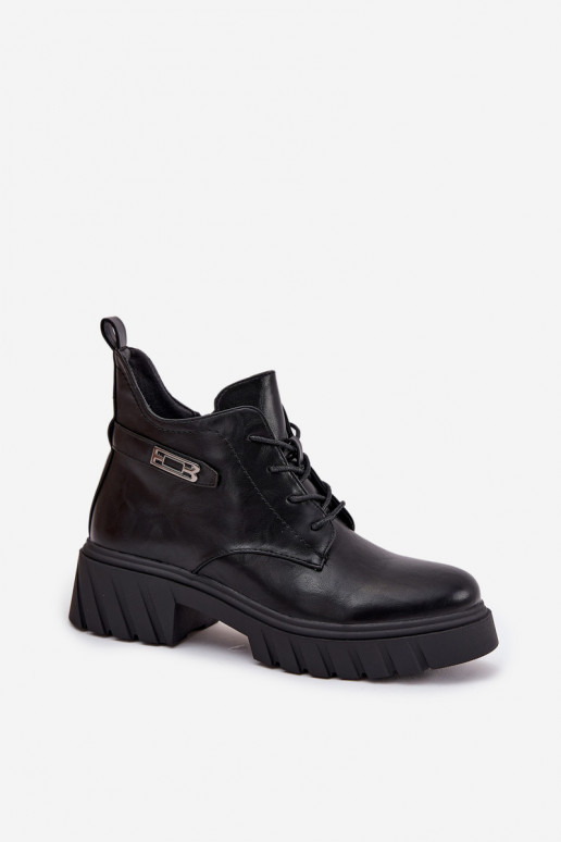 Madala soe naiste ankle boots kaunistatud kontsadega mustad Therisse