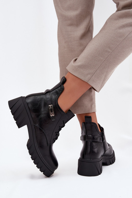 Madala soe naiste ankle boots kaunistatud kontsadega mustad Therisse