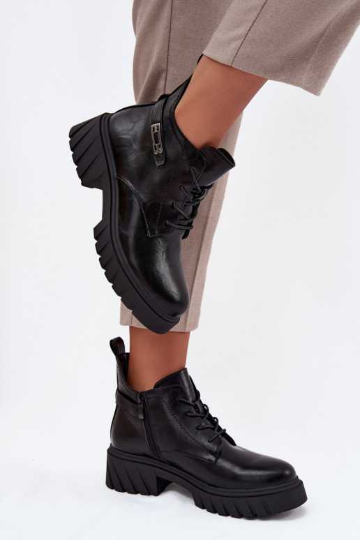 Madala soe naiste ankle boots kaunistatud kontsadega mustad Therisse