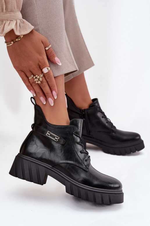 Madala soe naiste ankle boots kaunistatud kontsadega mustad Therisse