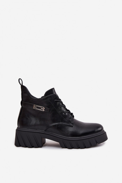 Madala soe naiste ankle boots kaunistatud kontsadega mustad Therisse