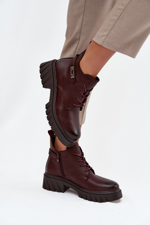 Madala soe naiste ankle boots kaunistatud kontsadega bordoo Therisse