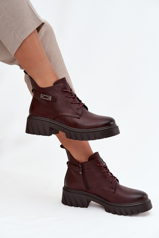 Madala soe naiste ankle boots kaunistatud kontsadega bordoo Therisse