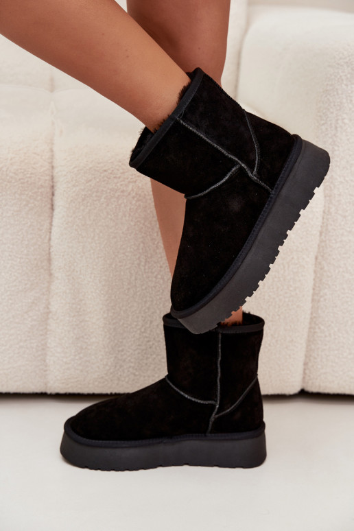 Mustad naiste talvesaapad kunstsuede'ist platvormiga Privine