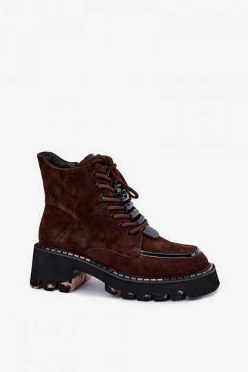 Sooja voodriga ankle boots šokolaadi värvī kunstnahast Artiker 59C0272
