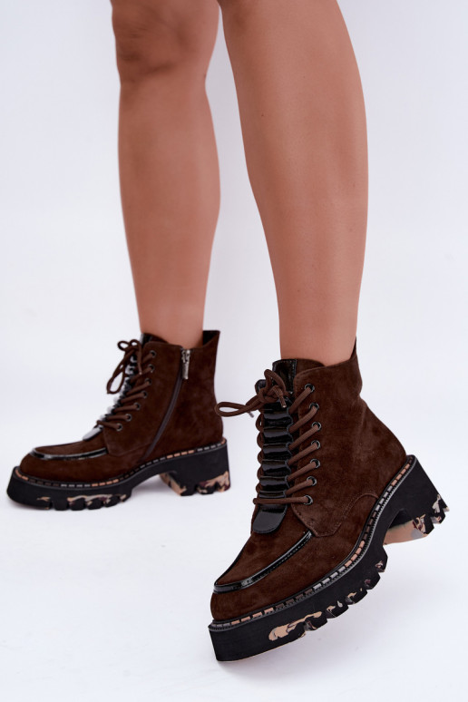 Sooja voodriga ankle boots šokolaadi värvī kunstnahast Artiker 59C0272