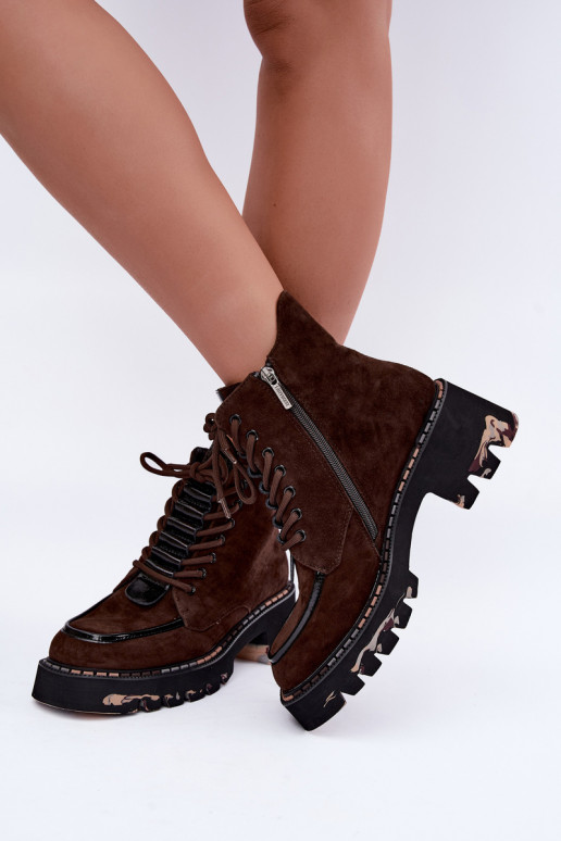 Sooja voodriga ankle boots šokolaadi värvī kunstnahast Artiker 59C0272