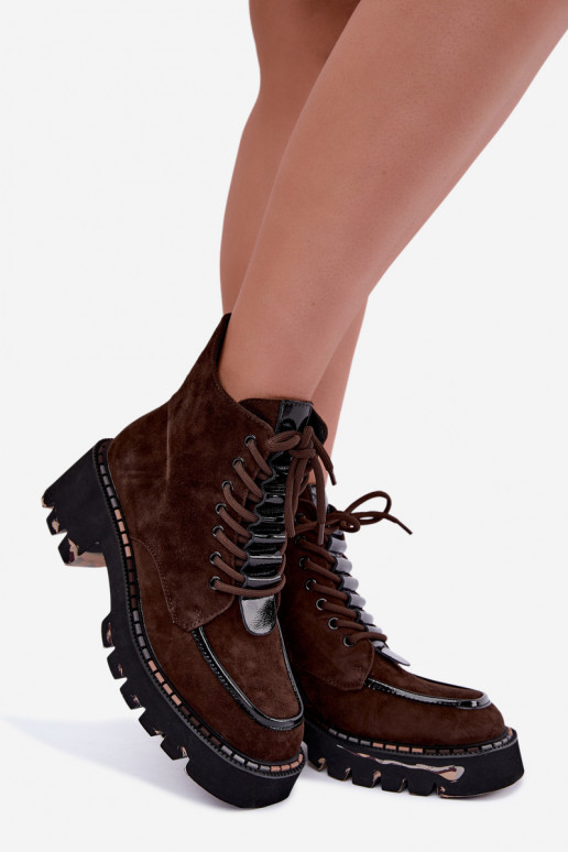 Sooja voodriga ankle boots šokolaadi värvī kunstnahast Artiker 59C0272
