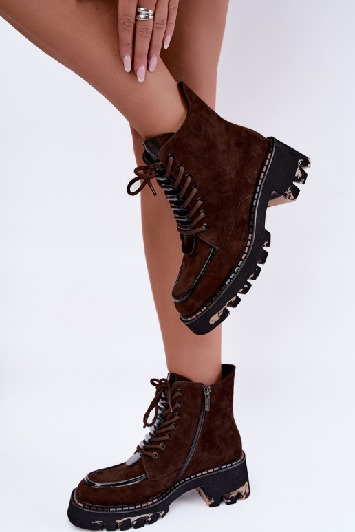 Sooja voodriga ankle boots šokolaadi värvī kunstnahast Artiker 59C0272