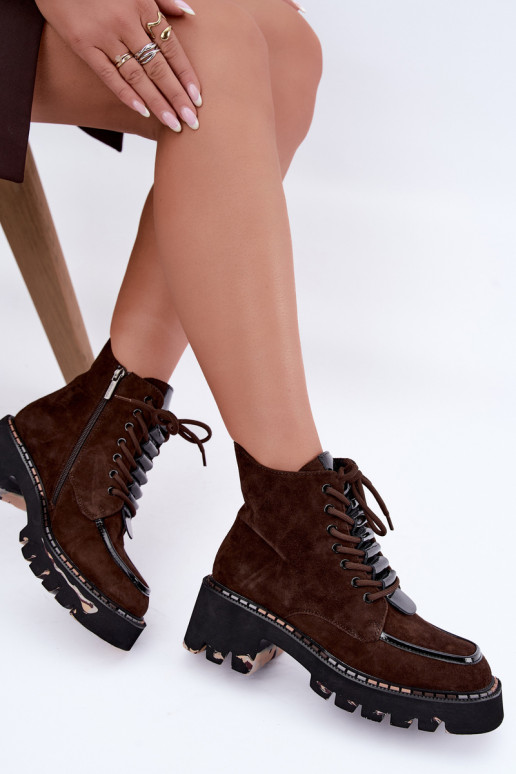 Sooja voodriga ankle boots šokolaadi värvī kunstnahast Artiker 59C0272