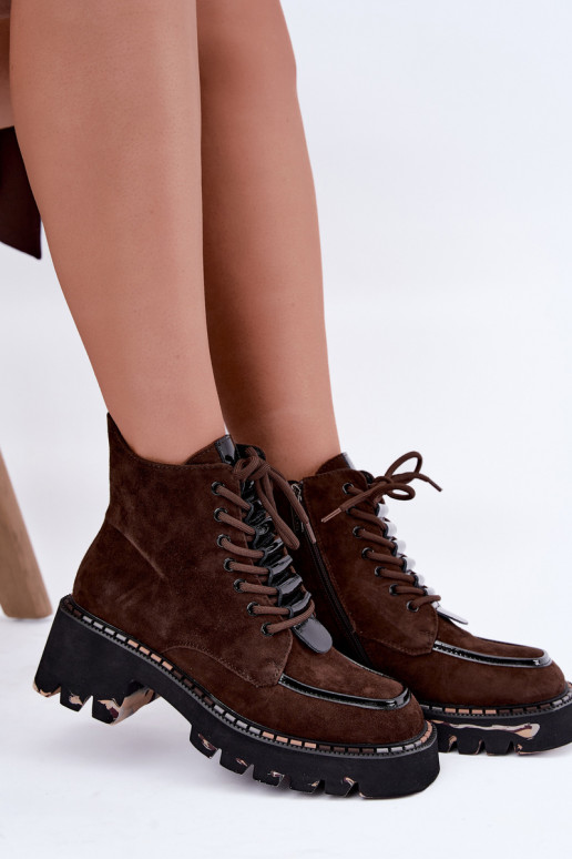 Sooja voodriga ankle boots šokolaadi värvī kunstnahast Artiker 59C0272