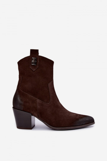 Naiste sooja voodriga cowboy stiilis ankle boots kontsadega looduslikust nahast Zazoo 60603 2