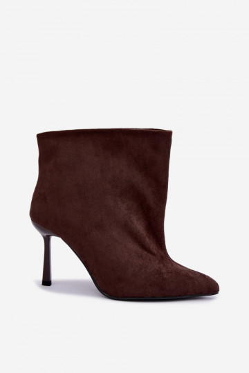 Šokolaadi värvi slip-on ankle boots õhukeste kontsadega Kamea 2