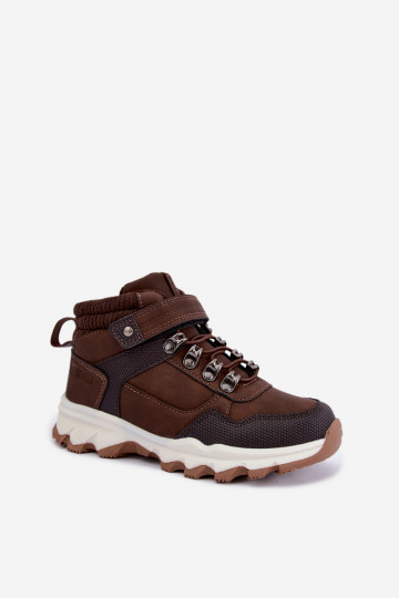 Tumedad pruunid sooja laste saapad Velcro'ga Big Star UU374006