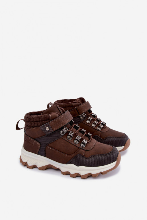 Tumedad pruunid sooja laste saapad Velcro'ga Big Star UU374006