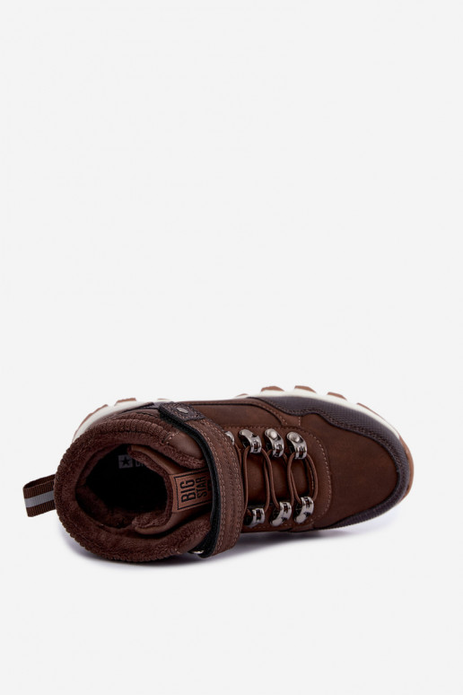 Tumedad pruunid sooja laste saapad Velcro'ga Big Star UU374006