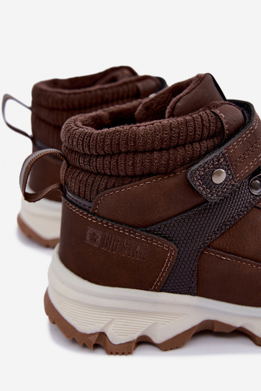 Tumedad pruunid sooja laste saapad Velcro'ga Big Star UU374006
