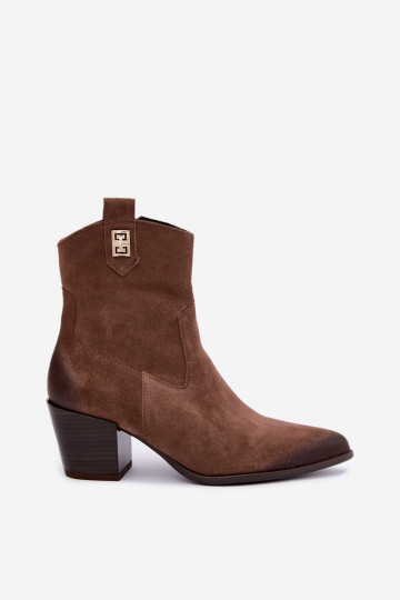 Soojad pruunid cowboy-stiilis saapad kontsaga Zazoo 60603 2
