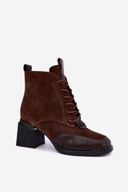 nööriga isoleeritud pahkluu saapad faux suede Artiker 59C0115 šokolaadis