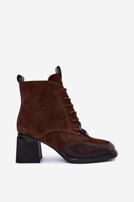 nööriga isoleeritud pahkluu saapad faux suede Artiker 59C0115 šokolaadis