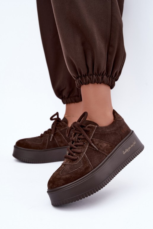 faux suede platvormiga spordijalatsid Lee Cooper LCJ-26-01-4644 šokolaadis