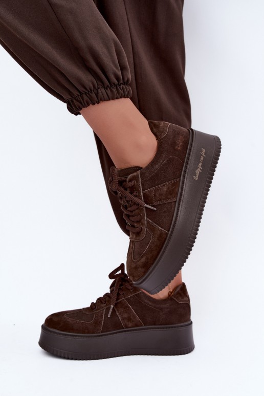 faux suede platvormiga spordijalatsid Lee Cooper LCJ-26-01-4644 šokolaadis