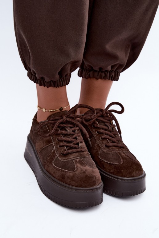 faux suede platvormiga spordijalatsid Lee Cooper LCJ-26-01-4644 šokolaadis