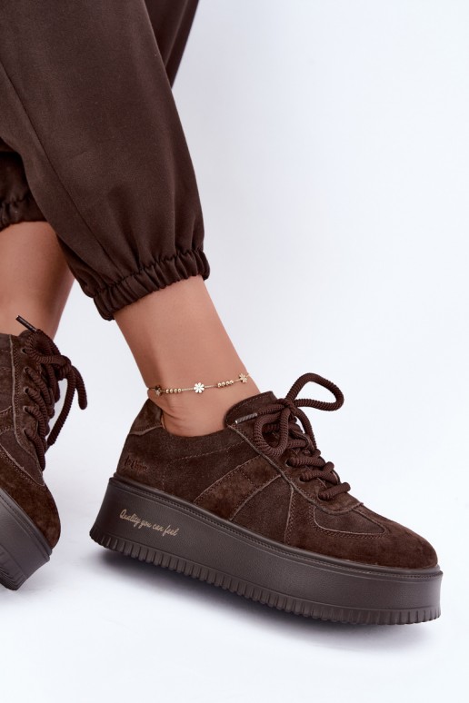 faux suede platvormiga spordijalatsid Lee Cooper LCJ-26-01-4644 šokolaadis