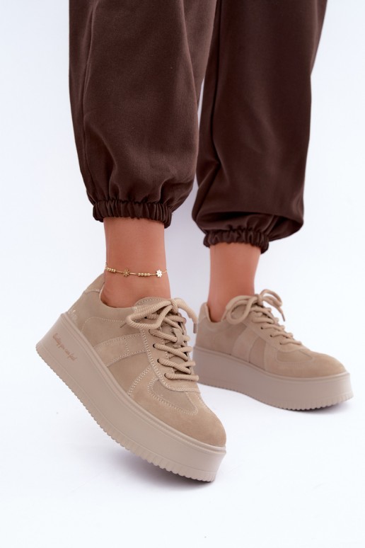 faux suede platvormiga spordijalatsid Lee Cooper LCJ-26-01-4643 beežis