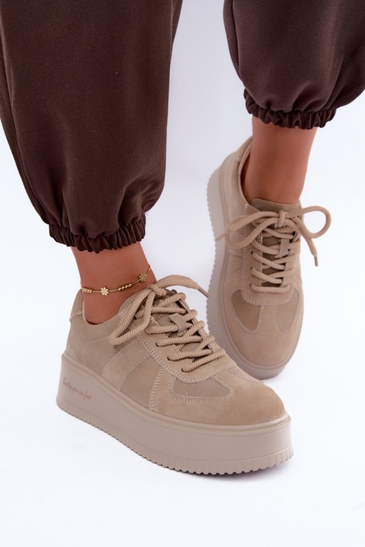 faux suede platvormiga spordijalatsid Lee Cooper LCJ-26-01-4643 beežis