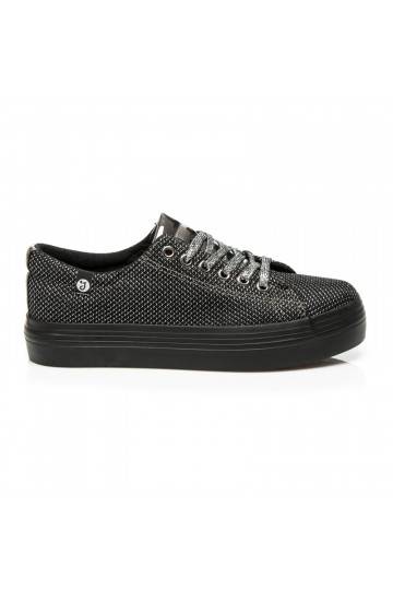 Ainulaadsed läikivad mustad ja hõbedased platvormkingad AB-37S 2