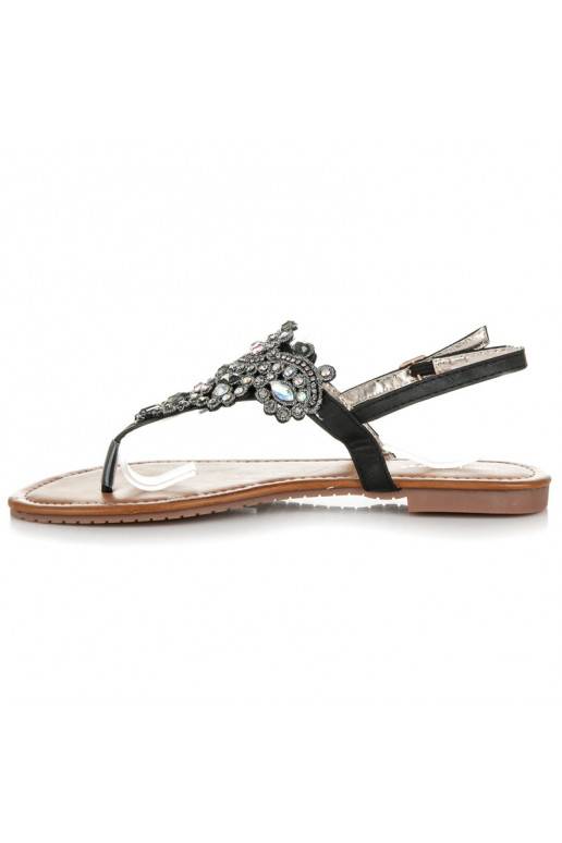 Elegantne mustad sandaalid India stiilis varba rihmaga D-6532B