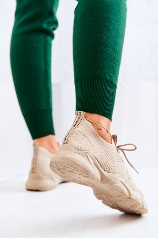 Sportliku stiiliga jalanõud Sneakers tüüpi jalanõud Riidest beeži värvi Nolene