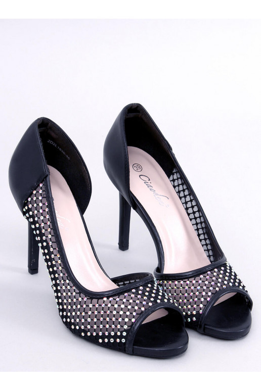 Kõrge kontsaga open toe GLASS BLACK